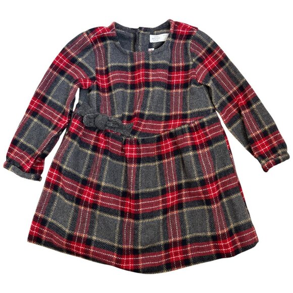 Zara Other - Zara Baby Girls Size 2/3 Years Gray Plaid Wool Blend Check Bow Dress Christmas
